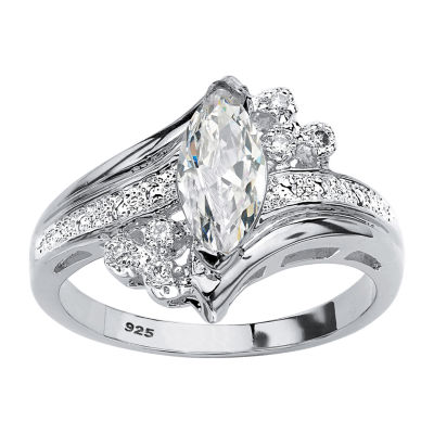 DiamonArt® Womens / CT. T.W. White Cubic Zirconia Platinum Over Silver Engagement Ring