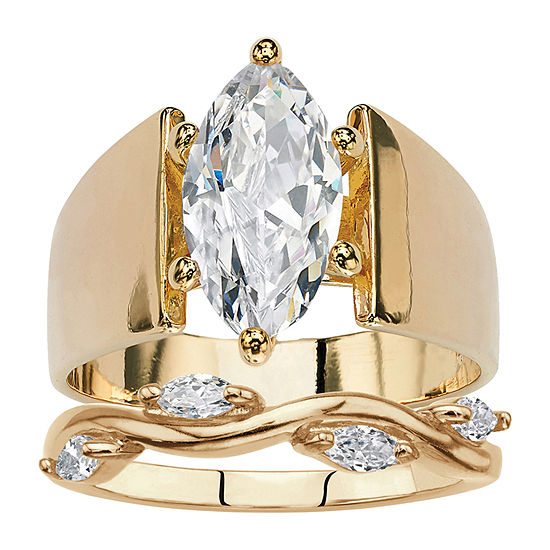 Womens 3 CT. T.W. White Cubic Zirconia 14K Gold Over Brass Engagement ...