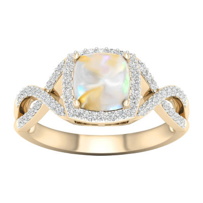 Womens Lab Created Opal 10K Gold Over Silver Halo Cocktail Ring - JCPenney