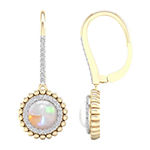 Lab Created Opal 10K Gold Over Silver Drop Earrings