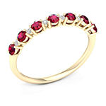 Womens Genuine Red Ruby 10K Gold Stackable Ring
