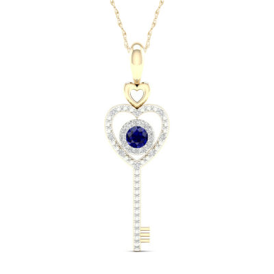 Womens Genuine Blue Sapphire 10K Gold Keys Pendant Necklace JCPenney