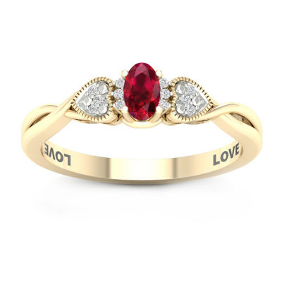 Womens Lead Glass-Filled Red Ruby 10K Gold Promise Ring