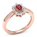 Womens Lead Glass-Filled Red Ruby 10K Gold Promise Ring