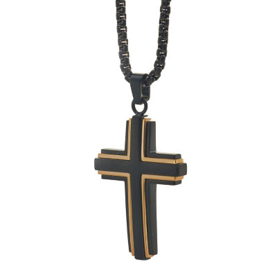 Mens Stainless Steel Cross Pendant Necklace