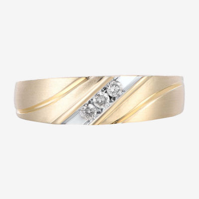 Mens 1/8 CT. T.W. Natural White Diamond 10K Gold Wedding Band