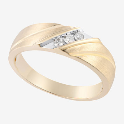 Mens 1/8 CT. T.W. Natural White Diamond 10K Gold Wedding Band
