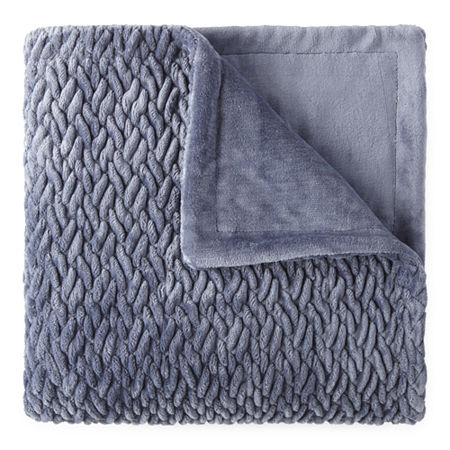 Loom + Forge Faux Mink Diamond Throw, One Size, Blue