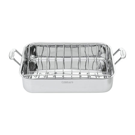 Cuisinart Chefs Stainless Steel 16 Roasting Pan With U Rack, One Size, Stainless Steel