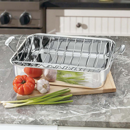 Cuisinart Chefs Stainless Steel 16 Roasting Pan With U Rack, One Size, Stainless Steel