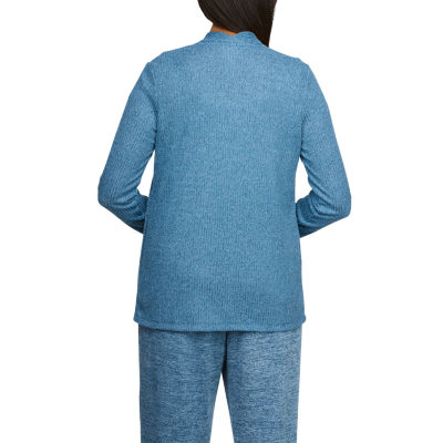 Alfred Dunner Simply Cozy Womens Long Sleeve Open Front Cardigan