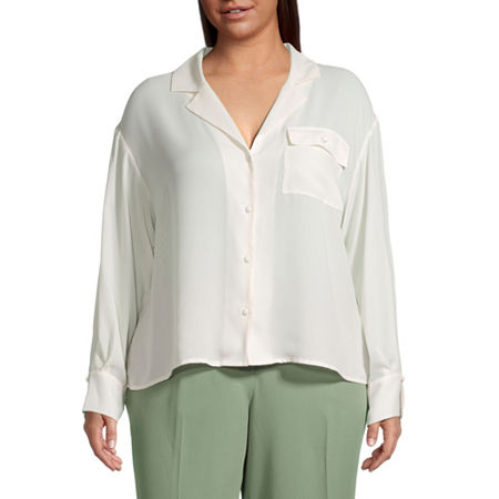 Worthington Plus Womens Soft Blouse, 4x, White