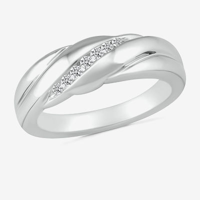 Mens 4MM 1/6 CT. T.W. Natural White Diamond 10K White Gold Wedding Band