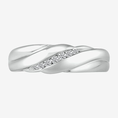 Mens 4MM 1/6 CT. T.W. Natural White Diamond 10K White Gold Wedding Band