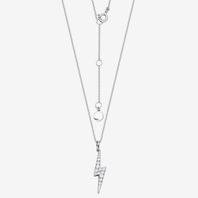 Womens 1/ CT. T.W. Cubic Zirconia Sterling Silver Round Pendant Necklaces