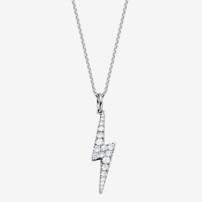Womens 1/ CT. T.W. Cubic Zirconia Sterling Silver Round Pendant Necklaces
