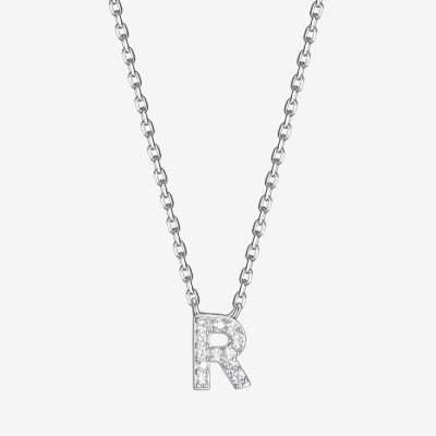 Womens Diamond Accent Cubic Zirconia Sterling Silver Round 18 Inch Pendant Necklace