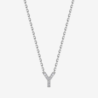 Womens Diamond Accent Cubic Zirconia Sterling Silver Pendant Necklace