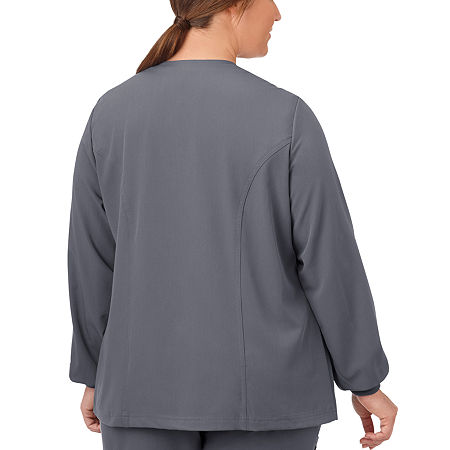 Jockey 2356 Snap Front Womens Plus Scrub Jacket, 3x-large, Gray