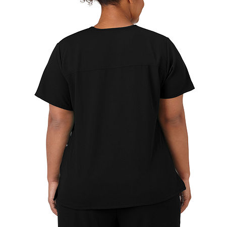 Jockey 2299 Womens Plus V Neck Stretch Fabric Short Sleeve Scrub Top, Xx-large, Black