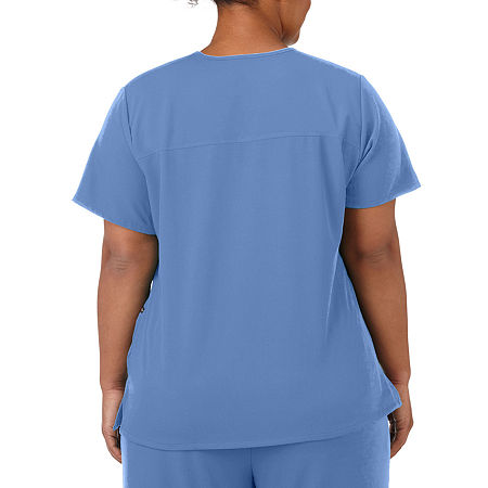 Jockey 2299 Womens Plus V Neck Stretch Fabric Short Sleeve Scrub Top, Xx-large, Blue