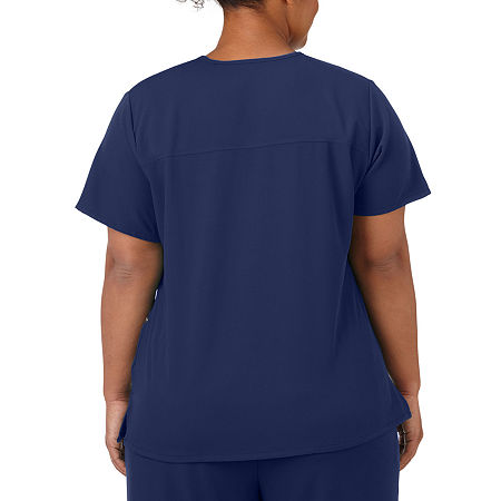 Jockey 2299 Womens Plus V Neck Stretch Fabric Short Sleeve Scrub Top, 3x-large, Blue