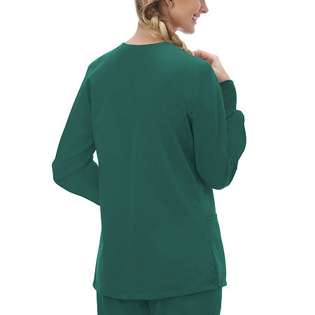 Fundamentals By White Swan 14740 Warm-Up Womens Scrub Jacket, Large, Green