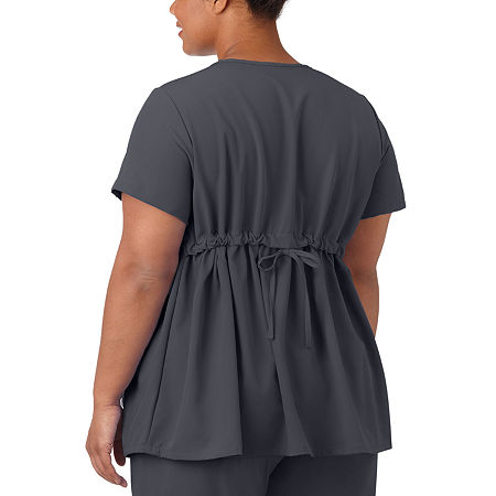 Jockey 2461 Plus Womens Maternity Scoop Neck Stretch Fabric Short Sleeve Scrub Top, Xx-large, Black