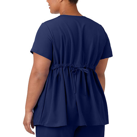 Jockey 2461 Plus Womens Maternity Scoop Neck Stretch Fabric Short Sleeve Scrub Top, Xx-large, Blue