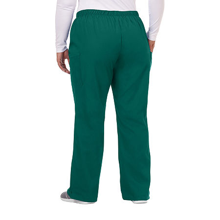 Fundamentals By White Swan 14720 Cargo Womens Plus Scrub Pants, Petite 2x, Green