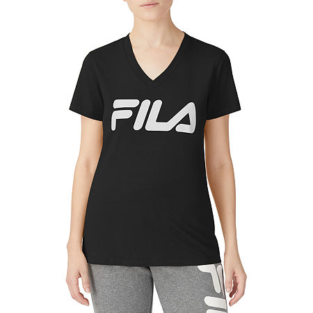  Fila Sasha V Neck Tee Womens V Neck Short Sleeve Graphic T-Shirt