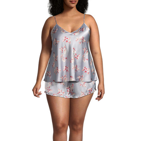  Ambrielle Womens Plus Sleeveless V-Neck 2-pc. Shorts Pajama Set