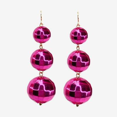 Bijoux Bar Pink Disco Ball Drop Earrings