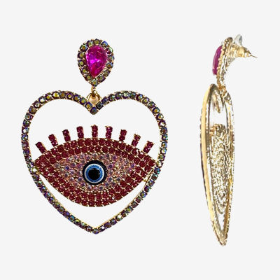 Bijoux Bar Evil Eye Heart Drop Earrings