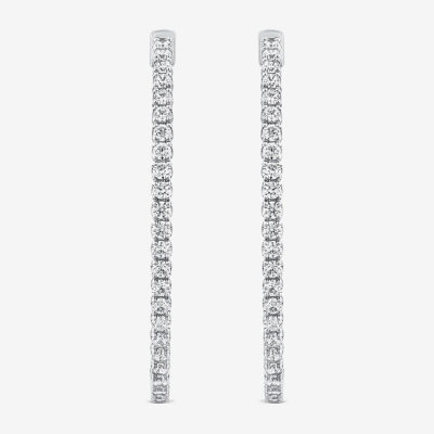 (G / SI1- SI2) 2 CT. T.W. Lab Grown White Diamond 10K White or Yellow Gold 41.2mm Oval Hoop Earrings