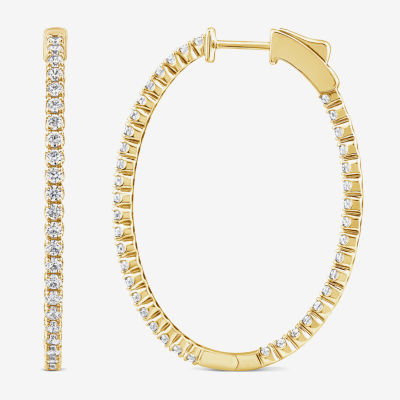 (G / SI1- SI2) 2 CT. T.W. Lab Grown White Diamond 10K White or Yellow Gold 41.2mm Oval Hoop Earrings