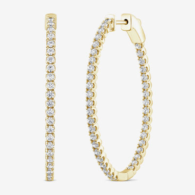 (G / SI1- SI2) 2 CT. T.W. Lab Grown White Diamond 10K White or Yellow Gold 41.2mm Oval Hoop Earrings