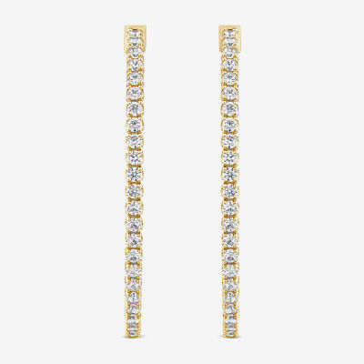 (G / SI1- SI2) 2 CT. T.W. Lab Grown White Diamond 10K White or Yellow Gold 41.2mm Oval Hoop Earrings