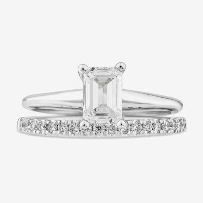 (H / Si2) Womens 1 1/4 CT. T.W. Lab Grown White Diamond 10K Gold Solitaire Bridal Set