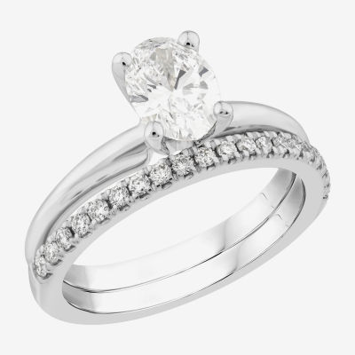 Certified (H / SI2) 1 1/4 CT. T.W. Oval Lab-Grown Diamond Solitaire Bridal Set in 10K or 14K Gold