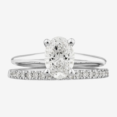 Certified (H / SI2) 1 1/4 CT. T.W. Oval Lab-Grown Diamond Solitaire Bridal Set in 10K or 14K Gold