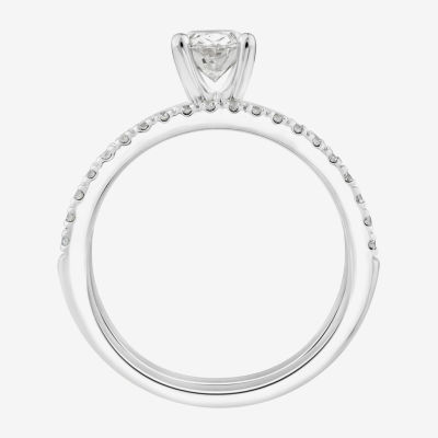 Certified (H / SI2) 1 1/4 CT. T.W. Oval Lab-Grown Diamond Solitaire Bridal Set in 10K or 14K Gold