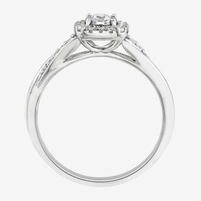 Promise My Love (I / I1) Womens 1/4 CT. T.W. Lab Grown White Diamond Sterling Silver Cushion Delicate Halo Promise Ring