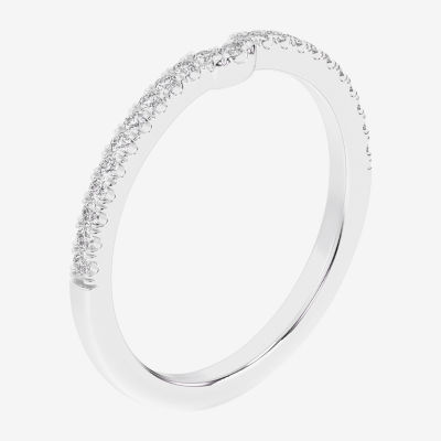(G-H / Si1-Si2) Womens 1/6 CT. T.W. Lab Grown White Diamond 14K White Gold Wedding Band