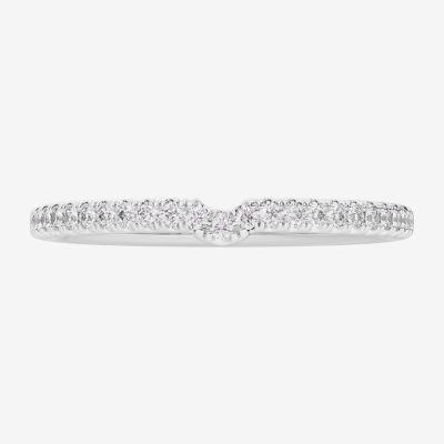 (G-H / Si1-Si2) Womens 1/6 CT. T.W. Lab Grown White Diamond 14K White Gold Wedding Band