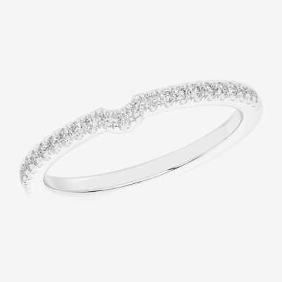 (G-H / Si1-Si2) Womens 1/6 CT. T.W. Lab Grown White Diamond 14K White Gold Wedding Band