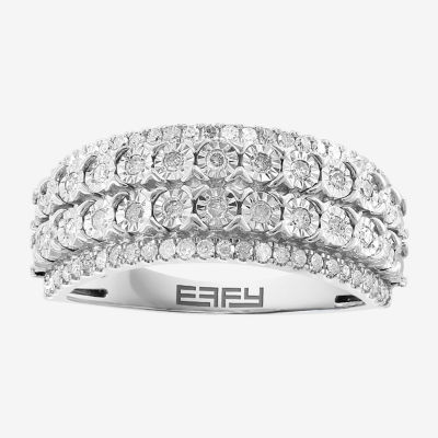 Mined White Diamond Sterling Silver Band