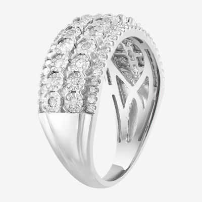 Mined White Diamond Sterling Silver Band