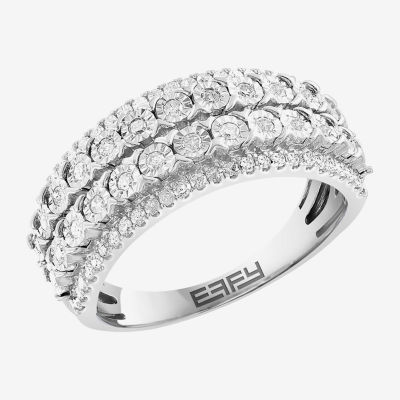 Natural White Diamond Sterling Silver Band