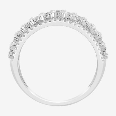 Natural White Diamond Sterling Silver Band